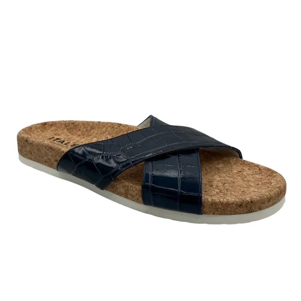 Italeau‎ Morena Croc Embossed Waterproof Slide Sandal (8.5)